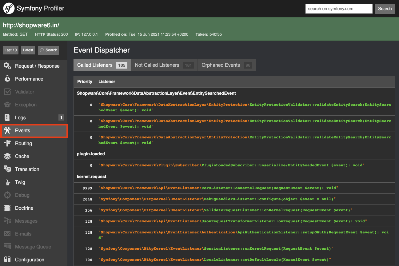 Profiler events